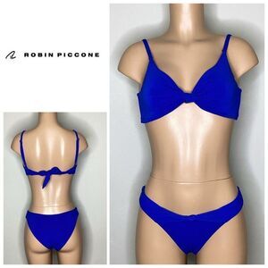 New. Robin Piccone blue teeny knotted bikini. XS. RETAILS $209